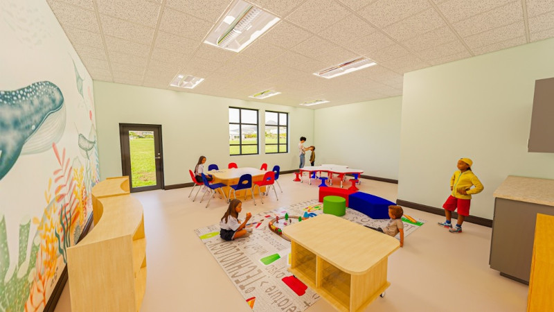 new facility children's playroom children playing rendering